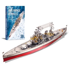 Piececool 3D Puzzle Metal Battleship Prince of Wales 3D Metal Puzzle Military Model 340 Stainless Steel Full Metal 100% Restore Birthday Gift Model Kit Adult 282 Pieces