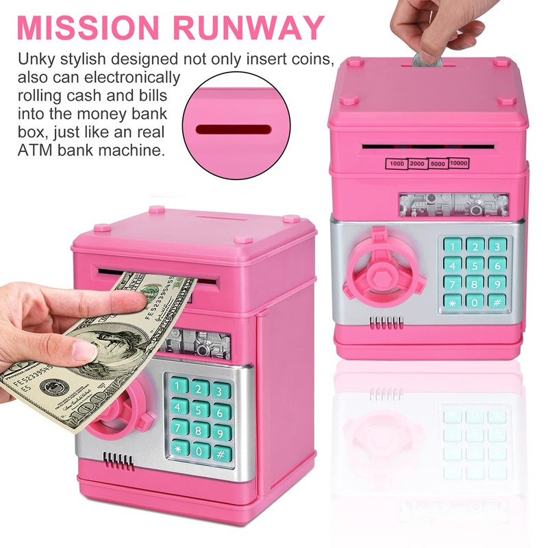 Adsoner Piggy Bank, Electronic ATM Password Cash Coin Can Auto
