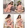 SUNNYBUY 3 PCS Maternity Breastfeeding Pajamas Set, Hidden Nursing Tops,