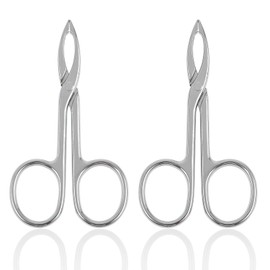 WLLHYF 2 Pieces Eyebrow Scissor Handle Tweezer Plucker Straight Tip Brow Scissors Remover Facial Hair Eyebrows Care Wig Plucking for Women(2 Silver)