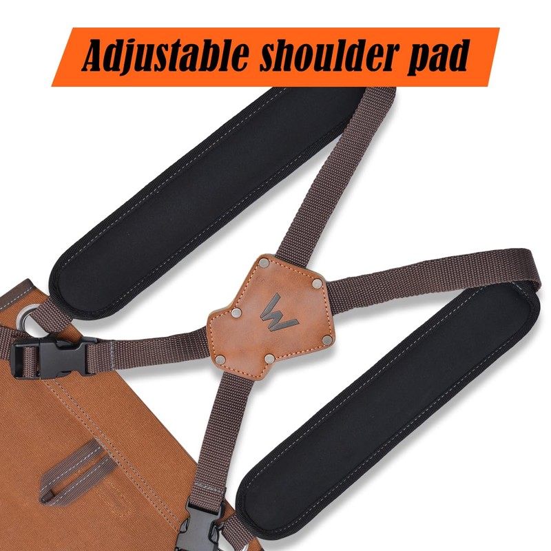 WELKINLAND 16-Pockets Waxed-Canvas Tool Apron, Heavy-Duty Woodwork Aprons, Fully-Adjustable Carpenter