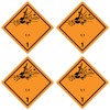 Stickers: 75 x 75 mm, 4 pieces, hazardous goods class,