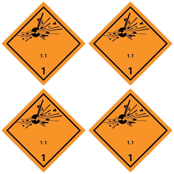 Stickers: 75 x 75 mm, 4 pieces, hazardous goods class,