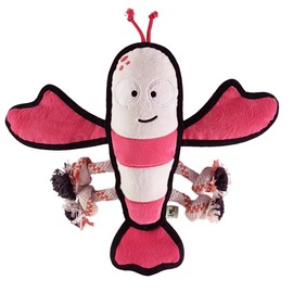 Rough & Tough Plush Toy, Dog Toy, Squeaky Toy, Tug Toy with Pull Ropes, Interactive Dog Toy, Recycled Fabric, Double Stitched, for Small, Middle and Large Dogs (Lobster)