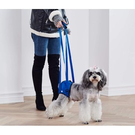 犬 ハーネス 小型犬 介護 介助 散歩 歩行補助 老犬 後ろ足用 抜けない リード 介護用品 (M, ブルー)…