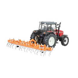 Britians Hertitage Tractor Playset Toy, Massey Ferguson Tractor 6S.180 with Classic Fold Cultivator, Compatible with 1:32 Scale Farm Toys, Suitable for Collectors & Children from 3 Years