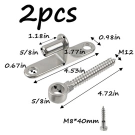 Semetall M12x 5'' J Bolt Gate Hinge Heavy Duty Gate Hinge for Wood Fence,One-Piece Molding Gate Hinge,304 Stainless Steel Wall Mount Gate Hinge for Farm Gate,2PCS