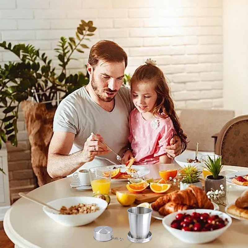 DIYCUT Pack of 2 Foldable Stainless Steel Drinking Cups, Portable