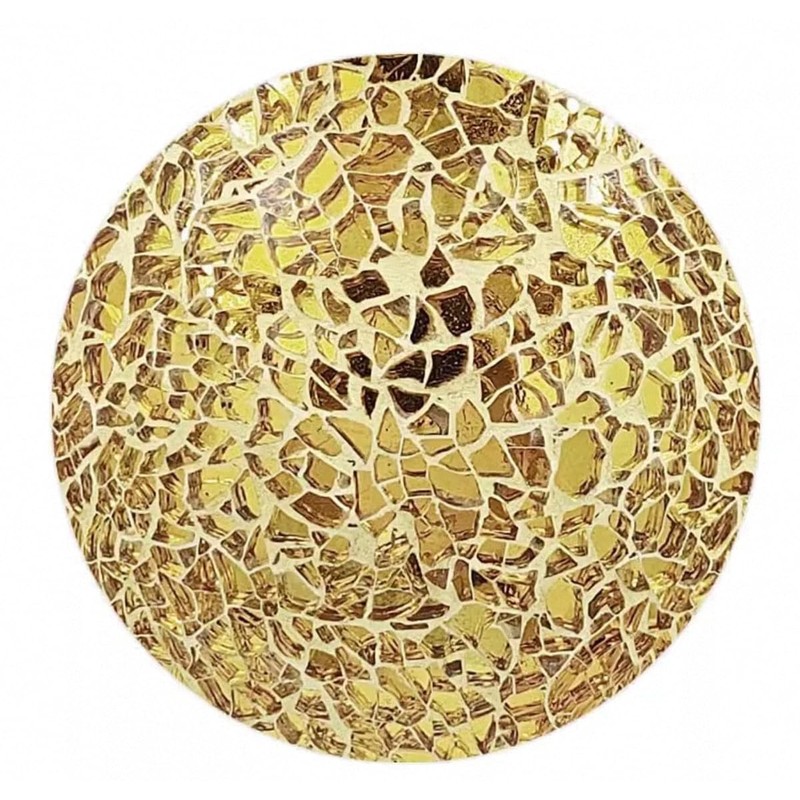 JASMODAAURA Tempered Mosaic Glass Vase 7.8inch (Gold)