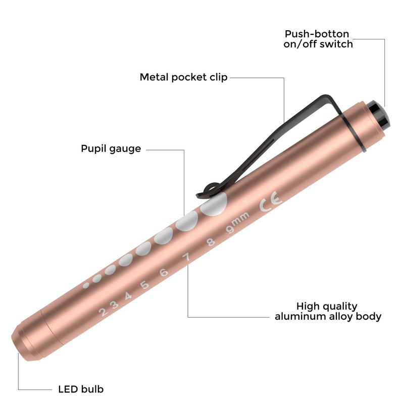 RISEMART Pen Lights for Nurses, 2Pack Reusable Medical Pen Light