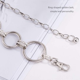 LumiSyne Fashion Chain Belt For Women Waist Chain Gold Silver Shining Metal Ring Adjustable Length Dress Belt Body Chain For Party Wedding Daily(Silver)
