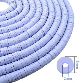 QiQnHngD 10 Strands Clay Bead, Heishi Beads for Bracelet Stack, Earth Tone Clay Beads for Adults, Flat Clay Beads Kit for Friendship Bracelets, Neutral Clay Beads Bracelet Making Kit(Lavender)