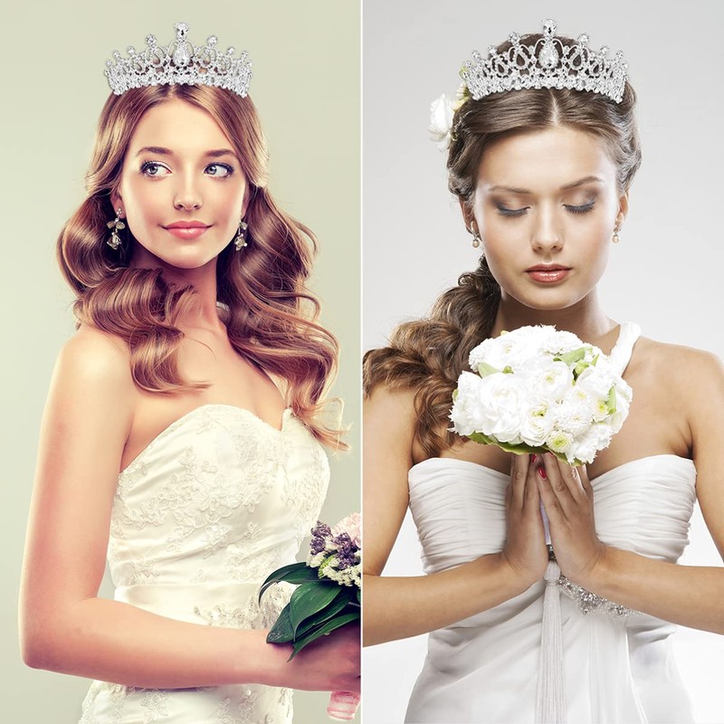 Frcolor Bridal Crystal Headband Crown Tiara with Comb for Wedding