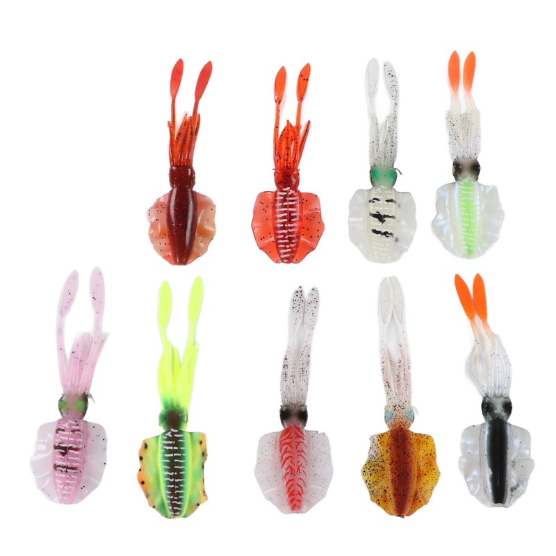 9Pcs Simulation Fishing Lures PVC Luminous Soft Fishing Baits for