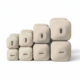 WeGym SafeGrip Square Dumbbells with Anti-Slip Handles, Safe Weight Lifting Equipment for Home Gym, Aesthetic Dumbbell Sets (Starter Set 2+3+5+8LB Pair - Sandstone Set)