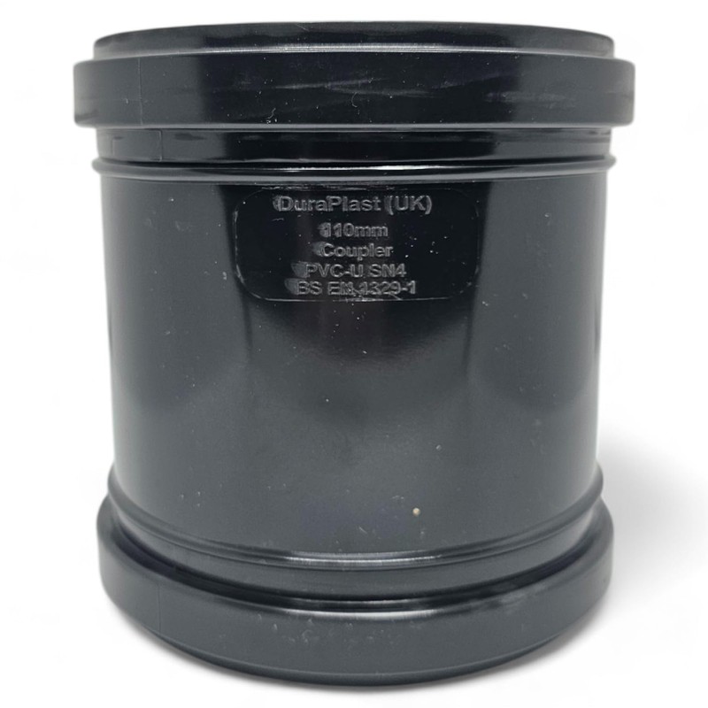Duraplast UK™ Black 110mm (4 Inch) Soil Pushfit Straight Coupler