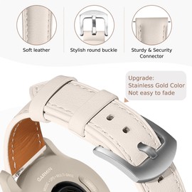 Laband 18mm Leather Watch Band Compatible with Garmin Venu 3S 41mm/Venu 4 41mm/Venu 2S/Vivoactive 4S/Vivomove 3S/Forerunner 265S/Forerunner 255S, Genuine Leather Soft Strap Wristband for Women Men