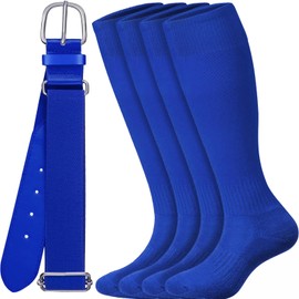 ROLVNHTV Youth Baseball Socks and Belt Royal Blue Combo Set Adjustable Multisport Softball Belts with Sock Elastic Waist Belt