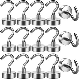 15 Pack Magnetic Hooks, 22 lb+ Neodymium Magnet Hooks Heavy Duty, Strong Magnetic Hooks for Cruise, Strong Magnets with Hooks for Fridge, Small Magnetic Holder for Van, Tool, Kitchen, Ceiling, Office
