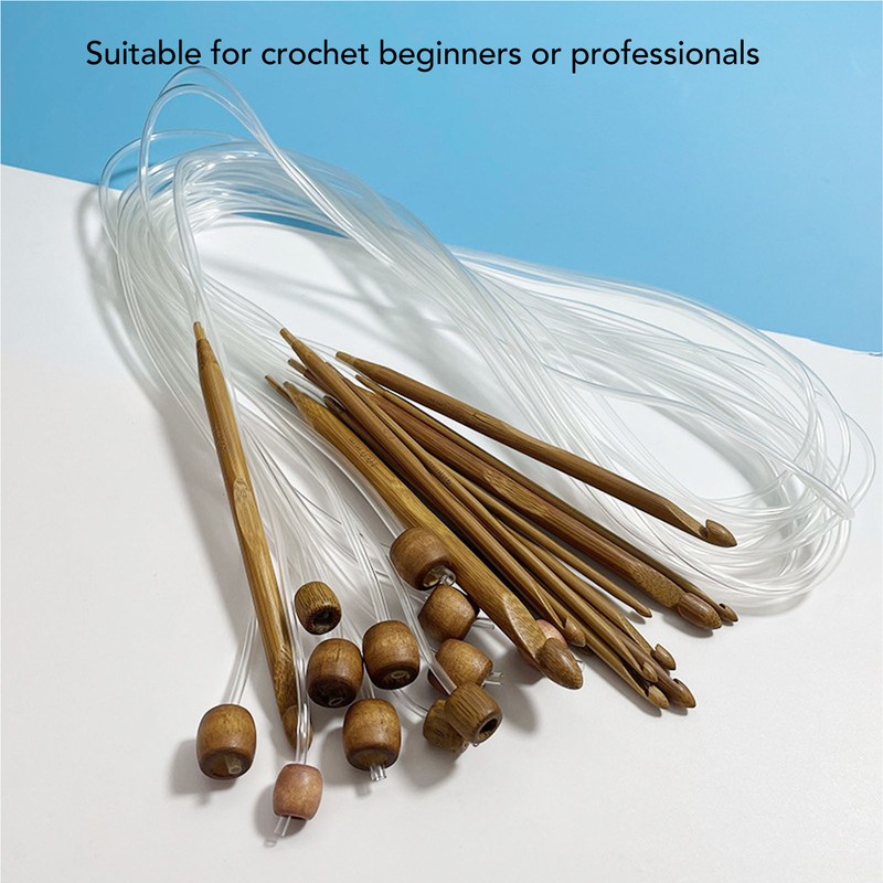 12pcs Afghan Rug Crochet Hook Handicraft Carbonized Bamboo Tunisian Crochet