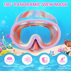 Swimming Goggles for Kids Diving Swim mask Glasses Snorkeling for Children Aged 3-8 Snorkel Dive mask 2 Pack Purple+Blue