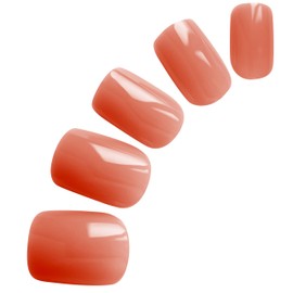 Nail Tip, Short Size, Stylish, Casual, Solid, Graduations, Weddings, Parties, Nail Sticks, For Nail Use, 3 Double-sided Gummy Sticks, With Nail File (Pink Orange, Short)