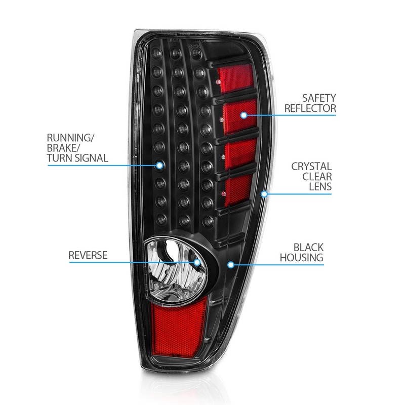 AmeriLite for 2004-2012 Colorado/Canyon LED Pure Black Replacement Tail Lights