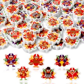 CJiangpo 120Pcs Fall Football Turkey Mini Eraser for Kids Bulk Cute Cartoon Turkey Pencil Rubber 3D Desk Puzzle Erasers for Kids Classroom Prizes Fall Thanksgiving Day Gifts Filler Party Favors