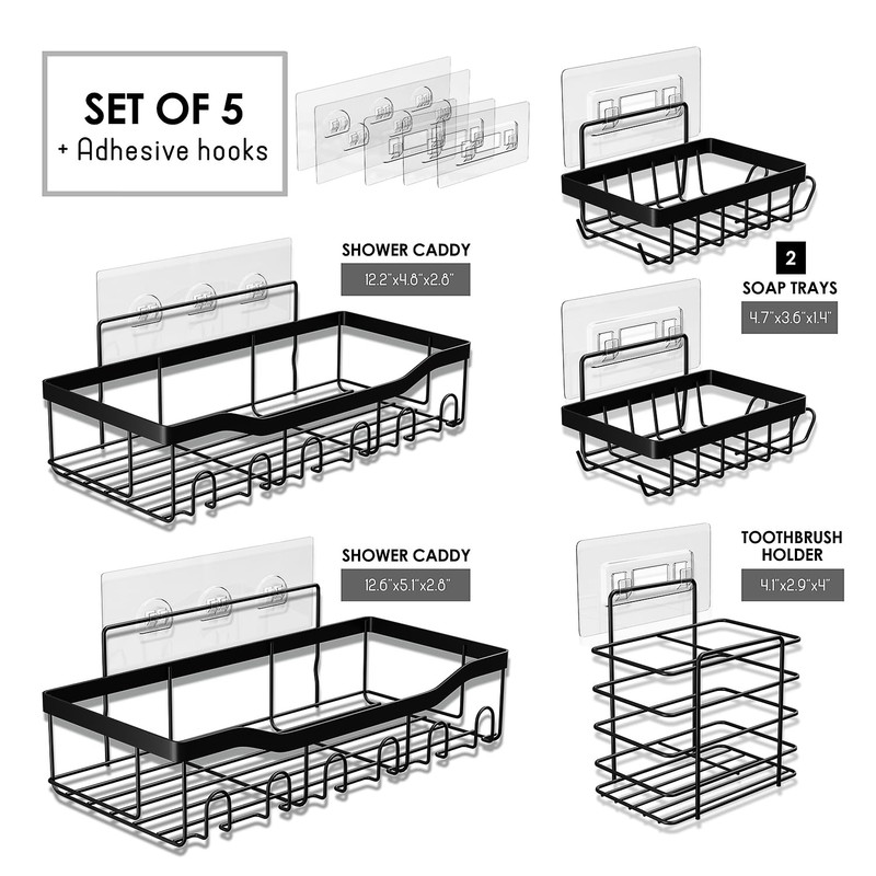 Clara Clark Shower Organizer - Adhesive Shower Shelf Caddy, Rustproof