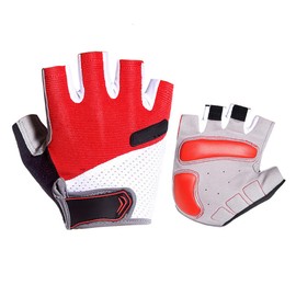 PACKOVE Breathable Half Finger Bike Riding Gloves Unisex Skid Resistant Sports Gloves for Outdoor Cycling Jogging Hiking Shockproof Sweat Design Durable Material XL Red