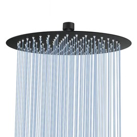 Cabezal de ducha, cabezal de ducha de lluvia de 12 pulgadas en negro mate, cabezal de ducha de acero inoxidable ultrafino ajustable con bola superior pulverizadora, 12'' Round