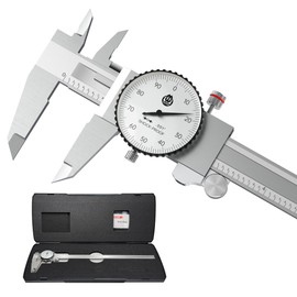 werka Dial Caliper 12 Inch, Shockproof Dial Caliper Measuring Tool with 0.001" Precision Micrometer Caliper with Custom Case, 4-Way Measurement, Stainless Steel