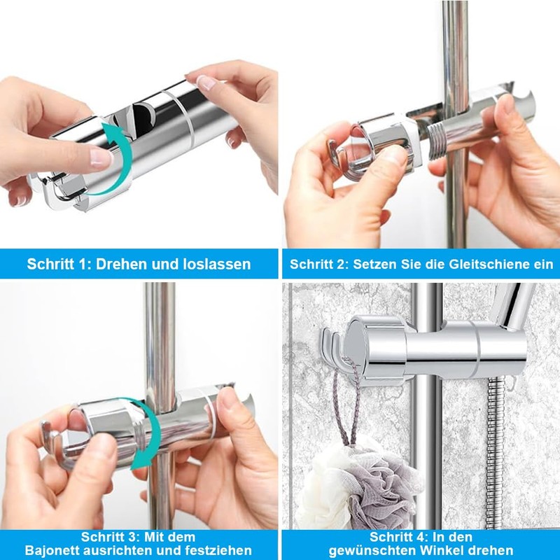 Universal Hand Shower Holder, 360° Rotatable Shower Holder with 2