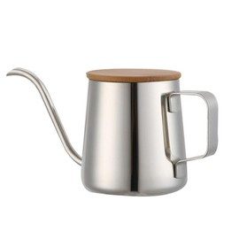 Waylenbo Gooseneck Pour Over Kettle, 12oz/350ml Stainless Steel Coffee Kettle with Wooden Lid, Long Spout for Precise Pouring, Hand Drip Coffee & Tea Pot