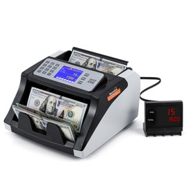 Bonvoisin Money Counter with UV/MG/IR Counterfeit Detection, Cash Counter Machine with Value Count, ADD, Batch Modes, Bill Counter with External Display