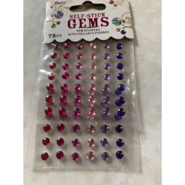 crystal stickers DARICE SELF-STICK GEMS TWO SHEETS GEMSTONE MULTI-COLOR DOTS 7MM MIXED ROUNDS 78P