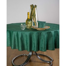 Esse Home - Confestyl Line - Oval Tablecloth for 12 People, Jacquard Pure Cotton, IRIS 598 (Oval 170 x 250, Dark Green Tablecloth)