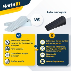 Mario10 Door Wedge Rubber Door Stops Indoor Outdoor Anti Skid Rubber Door Stoppers for Floor Multi-Surface Rubber Door Wedges Heavy Duty Door Holders to Stay Open - 4-Pack (Grey)