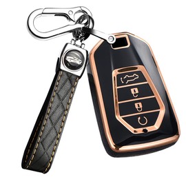 ontto TPU Smart Car Key fob Cover Fit for Isuzu MU-X X Serie DMAX D-Max X-Terrain Pickup Truck 2020 2021 2022 Key case Keychain Key Shell Key Holder Accessories Protector 4 Button Black