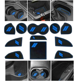 VINCON Cup Holder Liner Insert Mat Accessories for Dodge Challenger 2015-2022 blue Trim