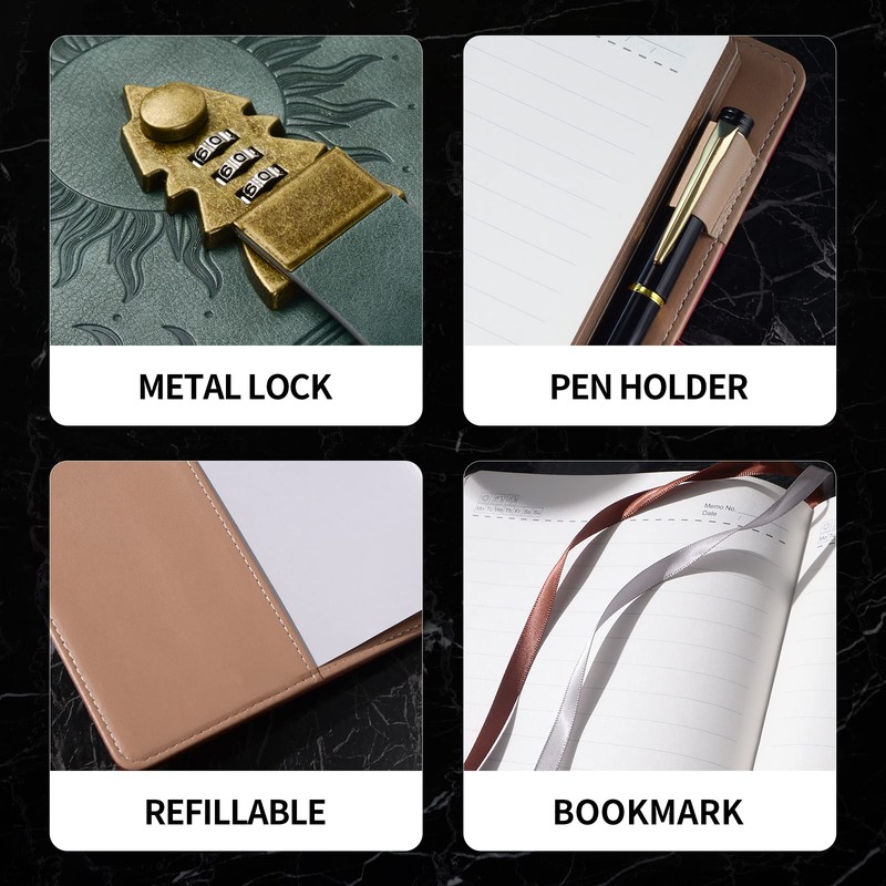 ZXHQ Lock Diary with Pen, Secret Diary with Lock, A5