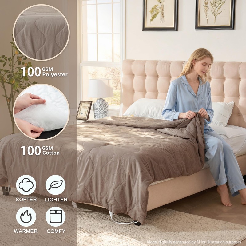 Heated Blanket King Size 90"x104", 6 Heat Levels, 10H Auto-Off,