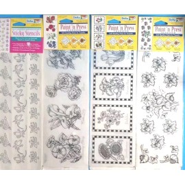 Delta - Cream Decor Transfers Lot 4 Variety Paint 'n Press Transfer Self-Shading Paint-In Transfer Delta Decor