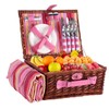 HYBDAMAI Wicker Picnic Basket for 4 with Waterproof Picnic Blanket