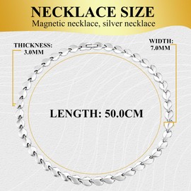 HAQI Magnetic Therapy Necklace for Women Stainless Steel Necklace Magnetic Jewellery Gift (48 cm, Silver)