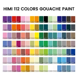 HIMI Gouache Paint Set, 112 Colors x 12g Twin Jelly Cup Design in a Carrying Case, Non-Toxic Paint for Canvas and Paper, Perfect for Artists, Student, Gouache Opaque Painting(White)