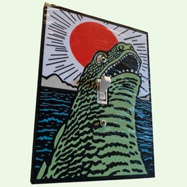 Godzilla themed HOLOGRAHPHIC wall plate cover:_Night_Double switch