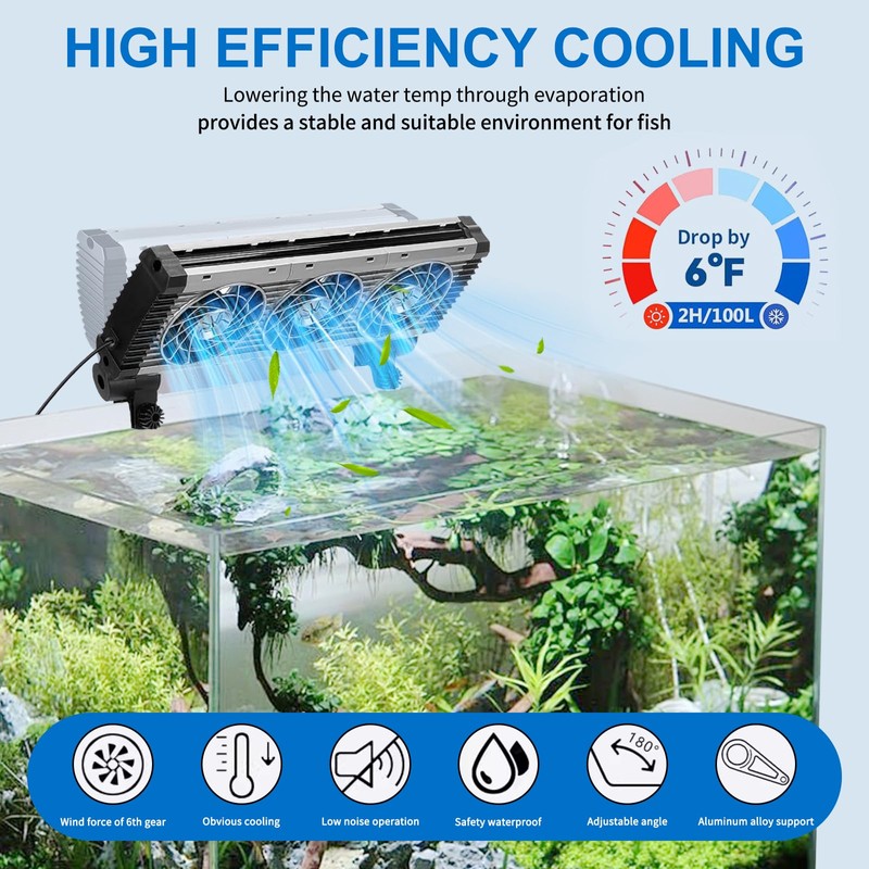 Aquarium Chiller Fan, 4 Powerful Fish Tank Cooling Fan with