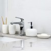 Bathroom Accessories Set with Embossed Design 4PCS, Ceramic White Bathroom