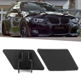 Yctze Car Headlight Washer Cap ABS Black Pair Left Right Headlight Washer Nozzle Caps Covers 61677211209 61677211210 Suitable for E90 E91 Headlight Washer Cover